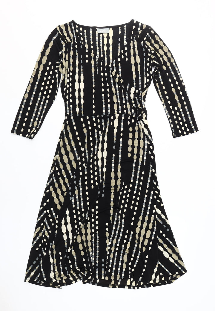 Wallis Women's Black Dress Size 10, 3/4 Sleeve, Polyester Blend