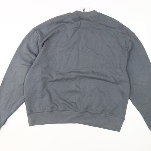 Collusion Men's Grey Cotton Pullover Sweatshirt XS