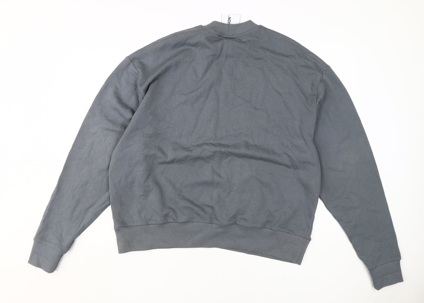 Collusion Men's Grey Cotton Pullover Sweatshirt XS