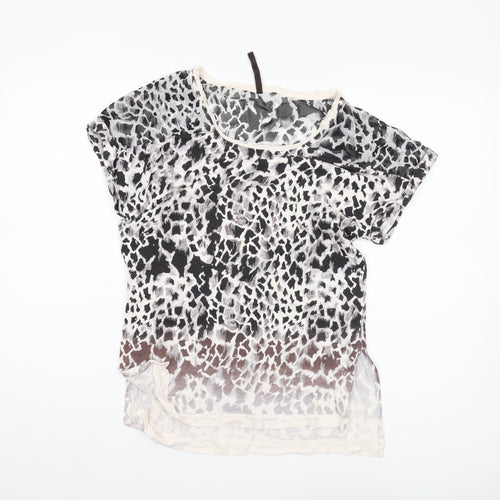 Karen Millen Women's Multicoloured Animal Print Silk T-Shirt