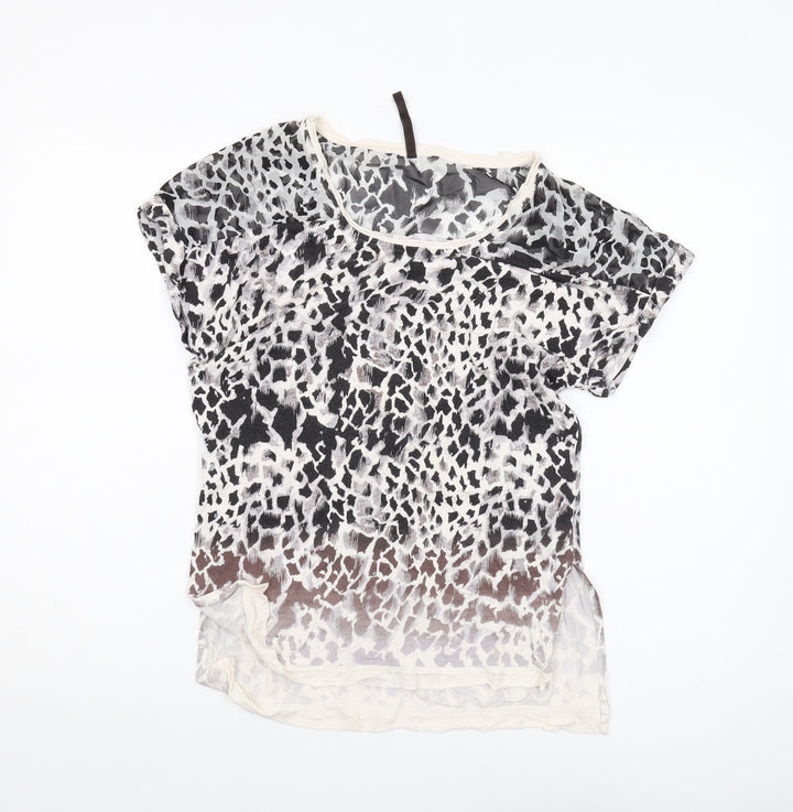 Karen Millen Women's Multicoloured Animal Print Silk T-Shirt