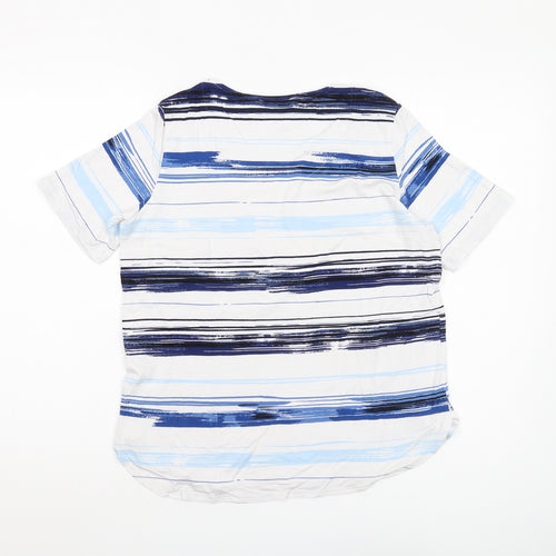 Marks and Spencer Women's Blue Striped T-Shirt, Size 14