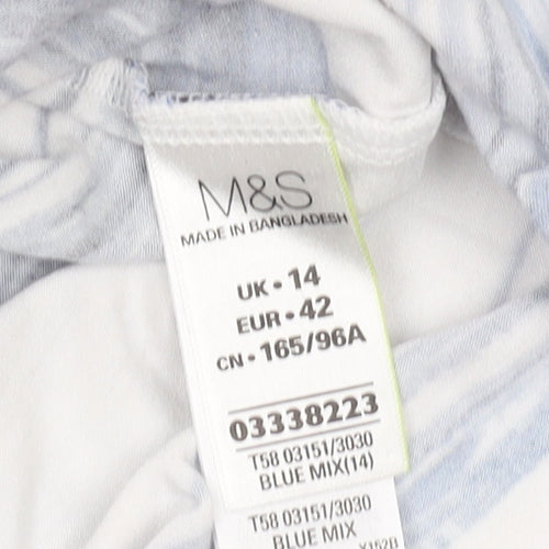 Marks and Spencer Women's Blue Striped T-Shirt, Size 14