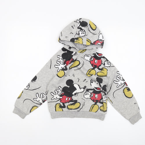 Disney Girls Grey Mickey Mouse Hoodie 6-7 Years Pullover