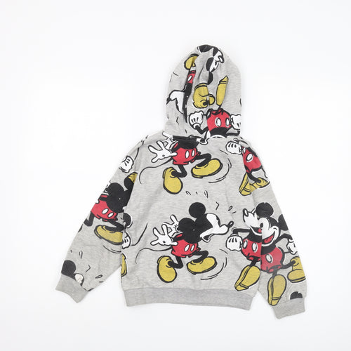 Disney Girls Grey Mickey Mouse Hoodie 6-7 Years Pullover