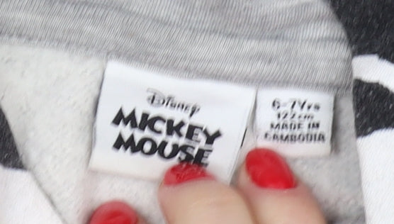 Disney Girls Grey Mickey Mouse Hoodie 6-7 Years Pullover