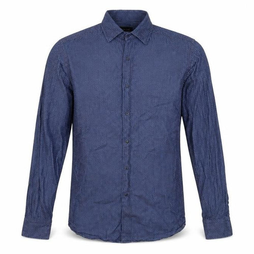 Massimo Dutti Men's Blue Geometric Shirt M, Long Sleeve Casual