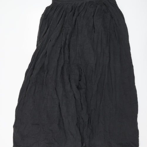 Oysho Women's Black Wide-Leg Cotton Trousers