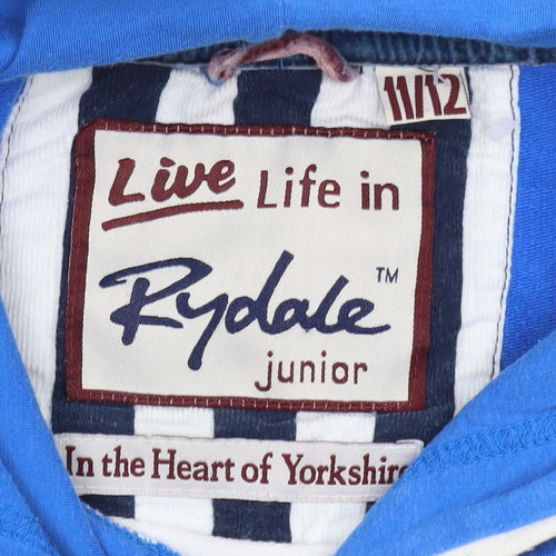Rydale Boys Blue Striped Pullover Hoodie 11-12 Years