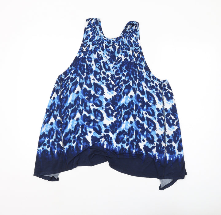 BIBA Women's Blue Animal Print Tank, Size 12