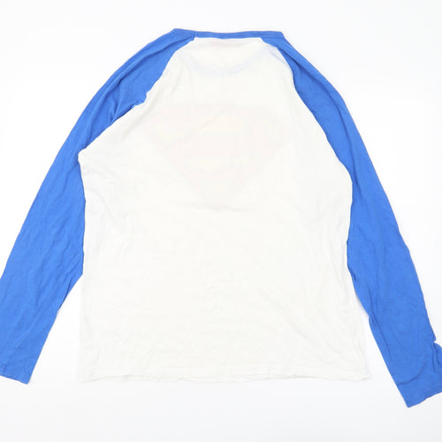 Superman Men’s XL White Blue Long Sleeve T-Shirt