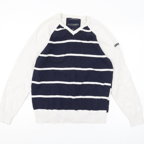Nautica Jeans Co. Men's White Striped Pullover Jumper S