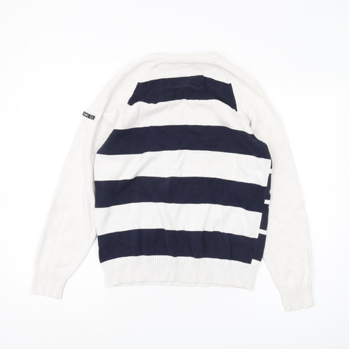 Nautica Jeans Co. Men's White Striped Pullover Jumper S