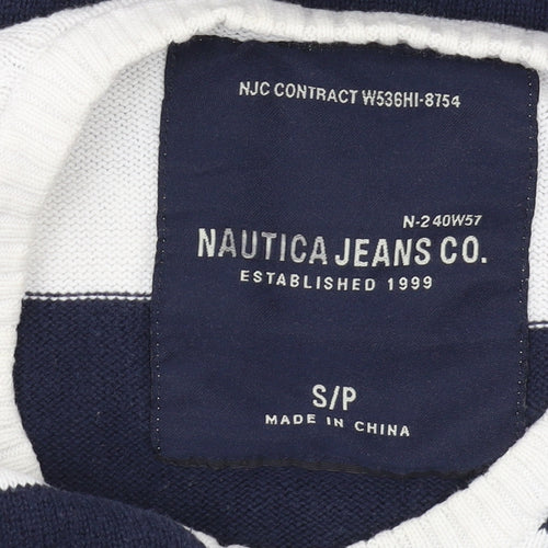 Nautica Jeans Co. Men's White Striped Pullover Jumper S