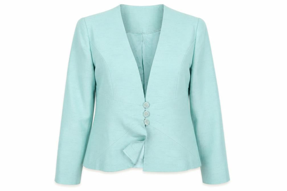 Front view of Jacques Vert Women's Blue Blazer UK 12, Lined, Formal Wear