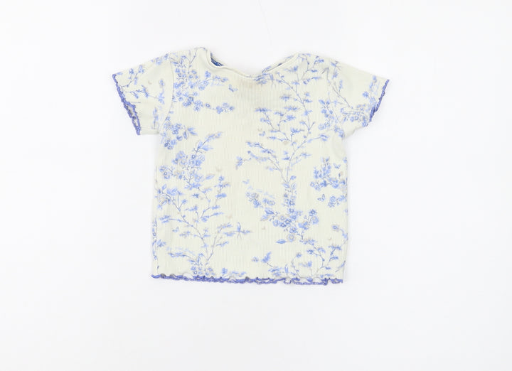 Baker by Ted Baker Girls Blue Floral T-Shirt Size 2-3 Years