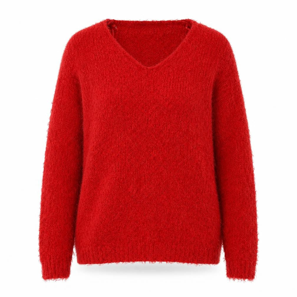 Front view of Brave Soul Women's Red V-Neck jumper, size 10