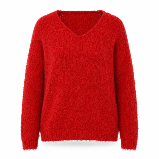 Front view of Brave Soul Women's Red V-Neck jumper, size 10