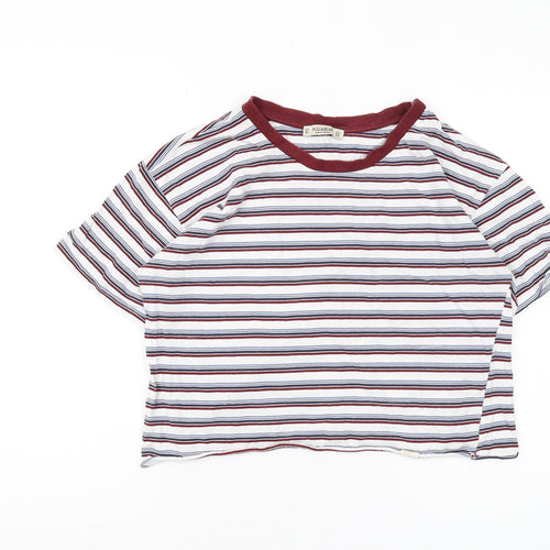 Pull&Bear Women's Multicoloured Striped Ringer T-Shirt