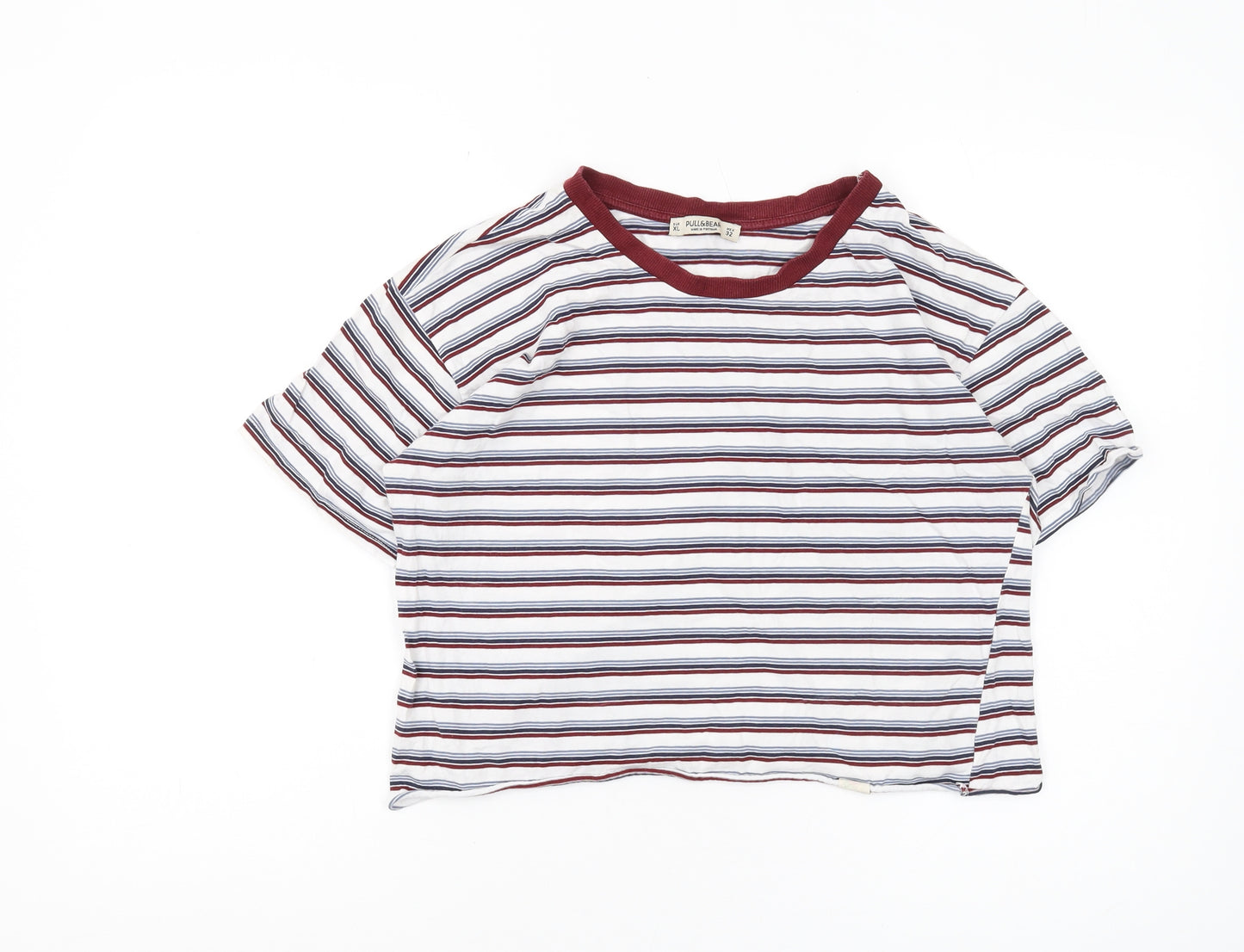Pull&Bear Women's Multicoloured Striped Ringer T-Shirt