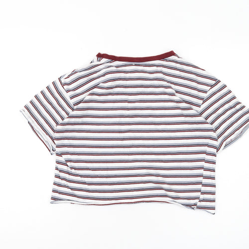 Pull&Bear Women's Multicoloured Striped Ringer T-Shirt