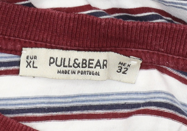 Pull&Bear Women's Multicoloured Striped Ringer T-Shirt
