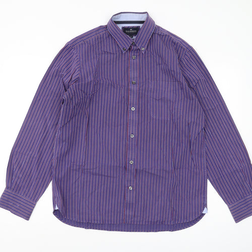 Marks and Spencer Men's Purple Striped Shirt M