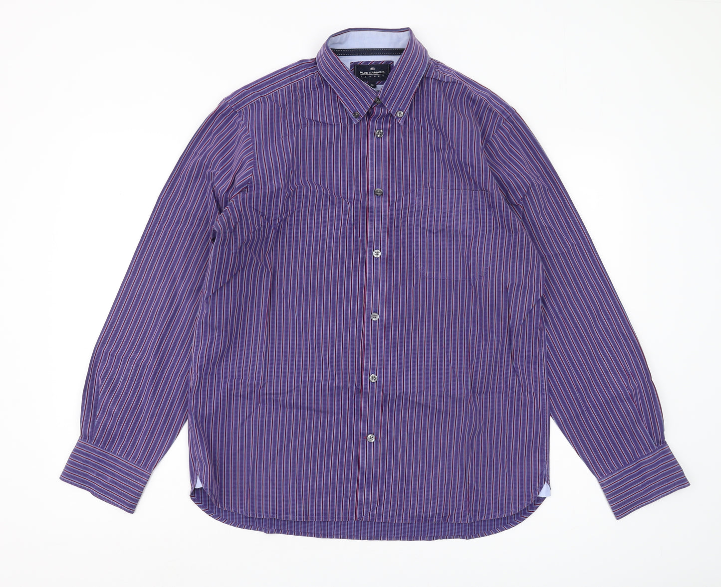 Marks and Spencer Men's Purple Striped Shirt M