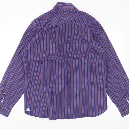 Marks and Spencer Men's Purple Striped Shirt M
