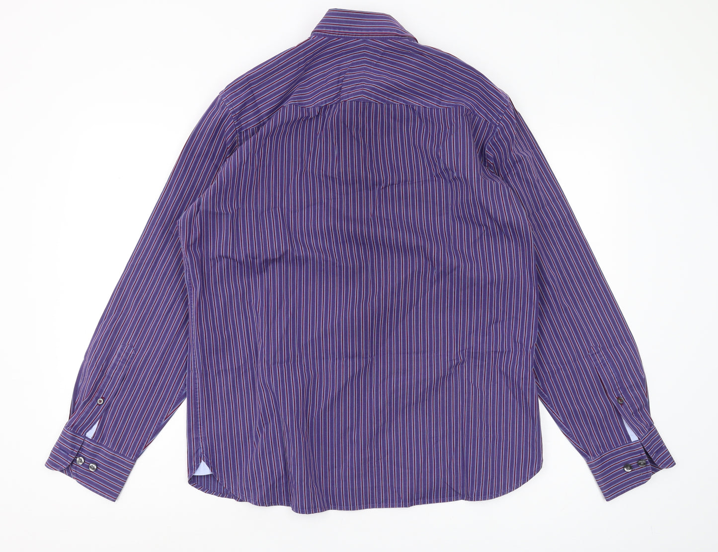 Marks and Spencer Men's Purple Striped Shirt M
