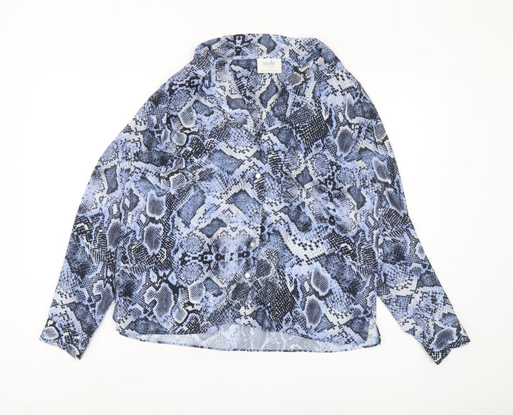 Wallis Women’s Blue Animal Print Tunic Blouse Size 12