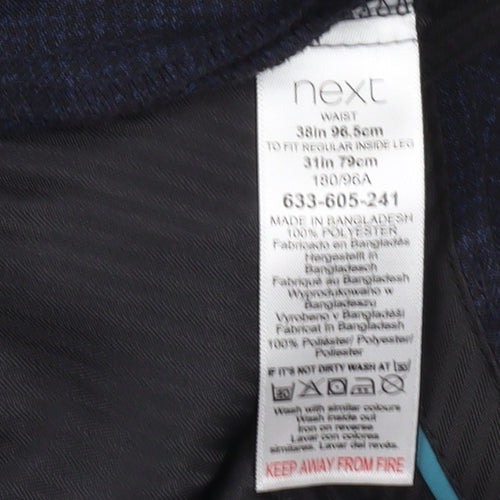 Next Men's Blue Regular Fit Trousers Size 38