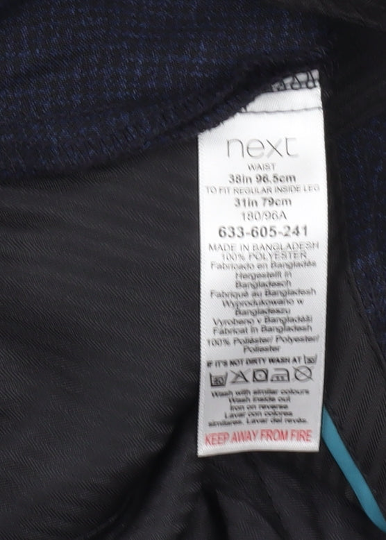 Next Men's Blue Regular Fit Trousers Size 38