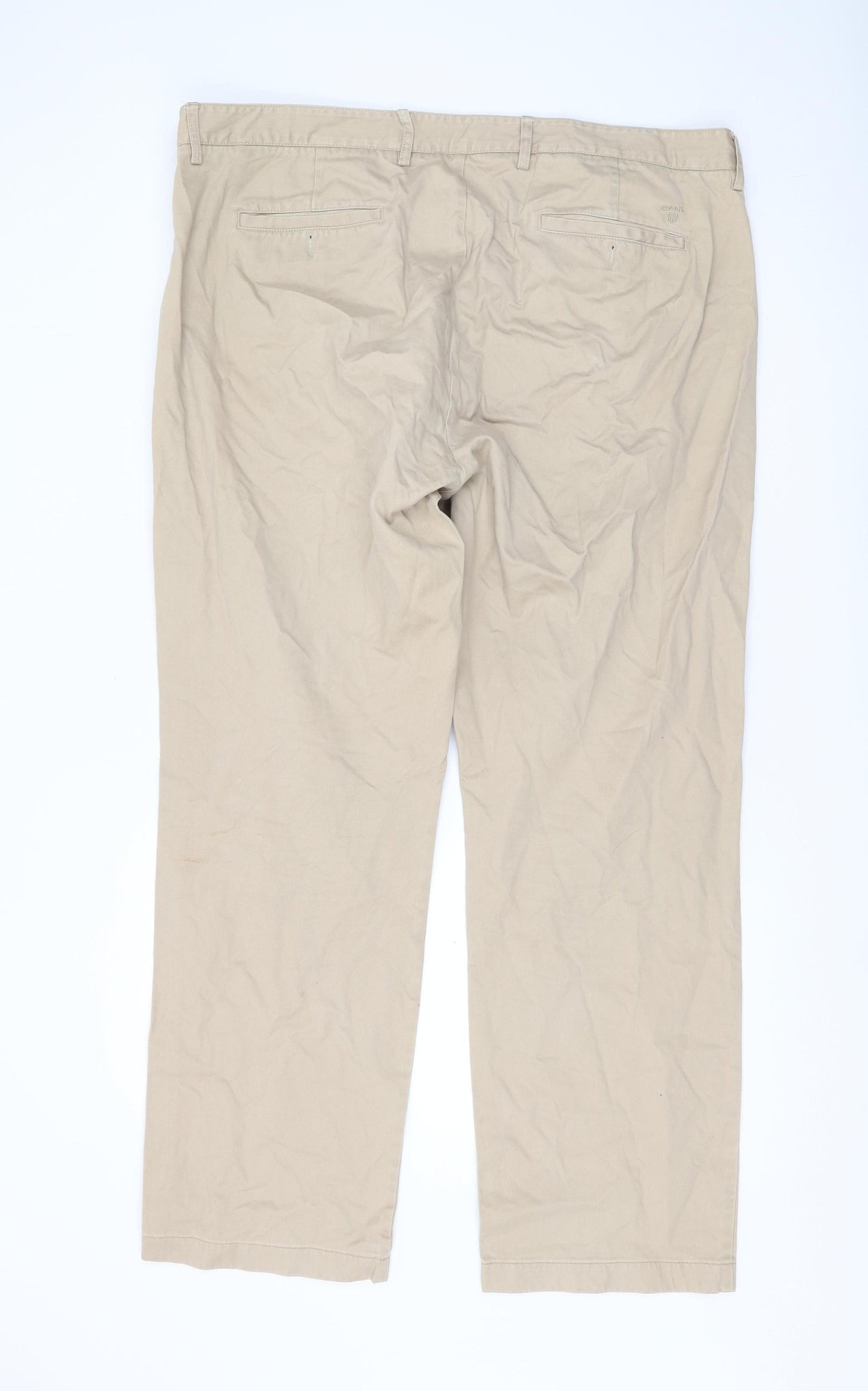GANT Men's Beige Chino Trousers, Size 42, Regular Fit
