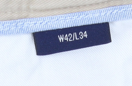 GANT Men's Beige Chino Trousers, Size 42, Regular Fit