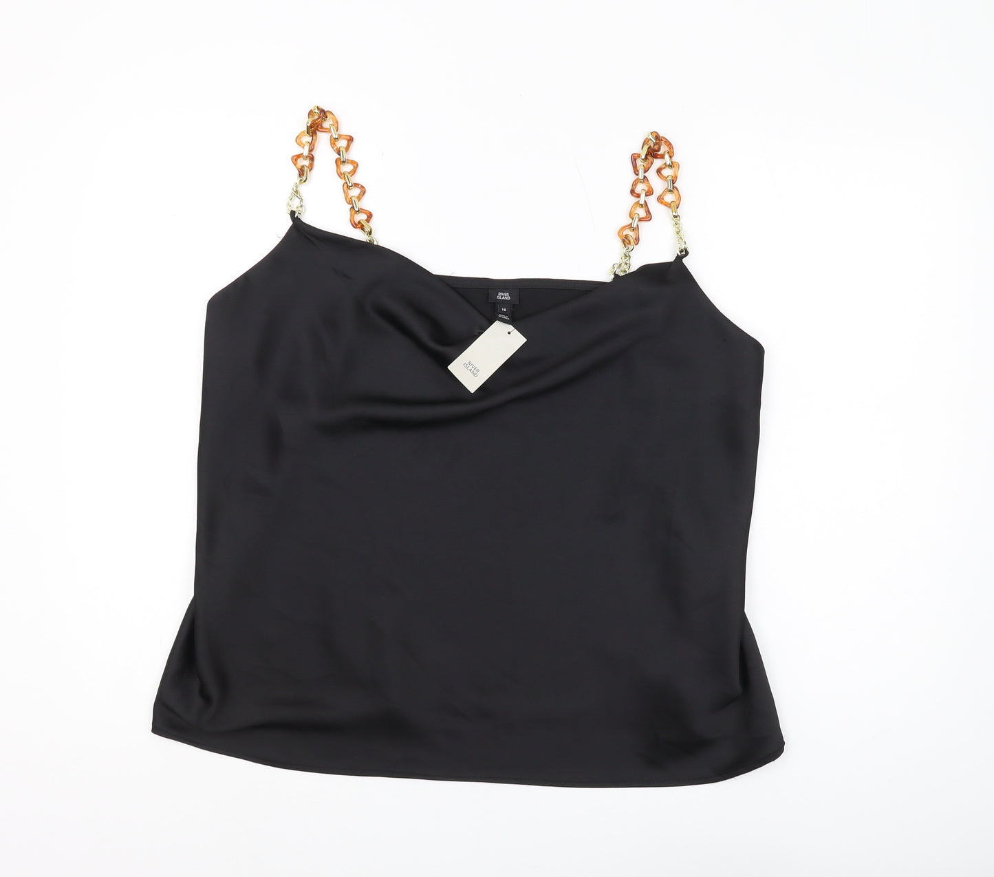 River Island Women's Black Camisole Tank Top Size 16