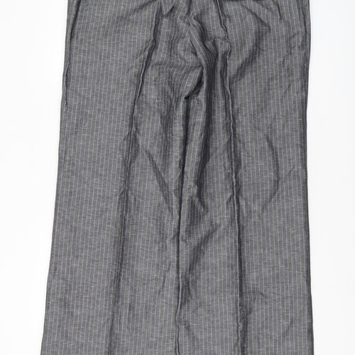 Next Women's Grey Wide-Leg Striped Trousers Size 16