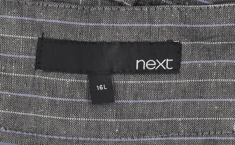 Next Women's Grey Wide-Leg Striped Trousers Size 16