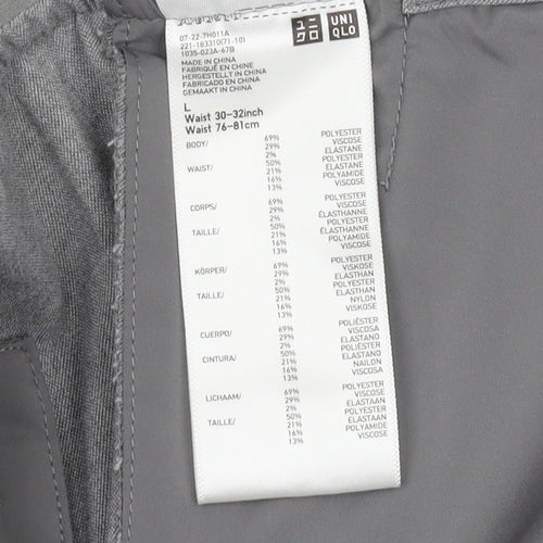 Uniqlo Women's Grey Trousers - Size L, Regular Fit