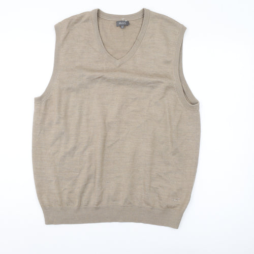 Wolsey Men's Beige XL Vest Tight-Knit V-Neck