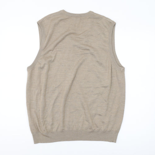 Wolsey Men's Beige XL Vest Tight-Knit V-Neck