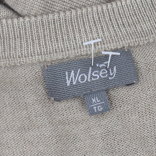Wolsey Men's Beige XL Vest Tight-Knit V-Neck