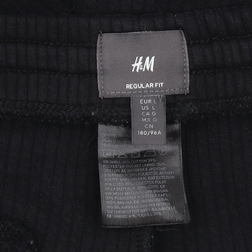 H&M Women's Black Regular Fit Trousers, Size L