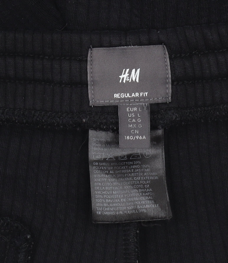 H&M Women's Black Regular Fit Trousers, Size L