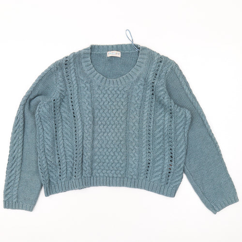 Marks and Spencer Women's Blue Cable-Knit Jumper