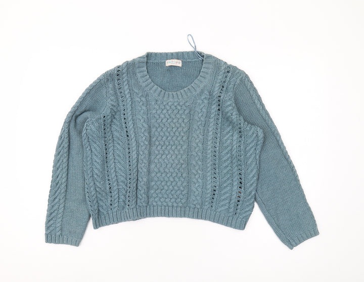 Marks and Spencer Women's Blue Cable-Knit Jumper