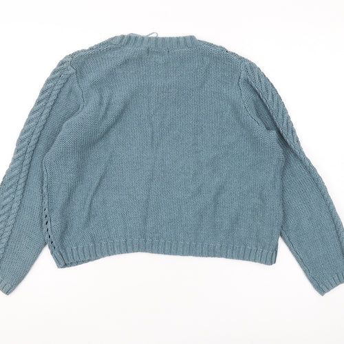 Marks and Spencer Women's Blue Cable-Knit Jumper