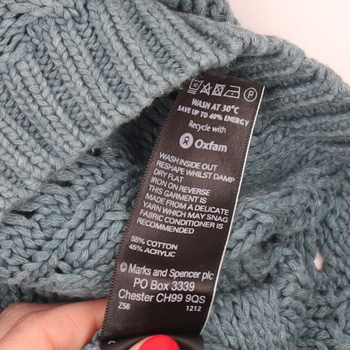 Marks and Spencer Women's Blue Cable-Knit Jumper