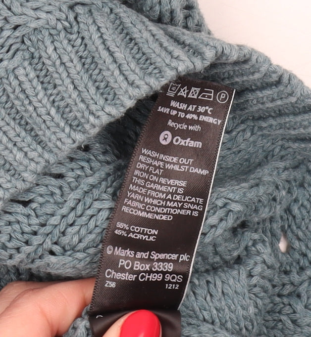 Marks and Spencer Women's Blue Cable-Knit Jumper