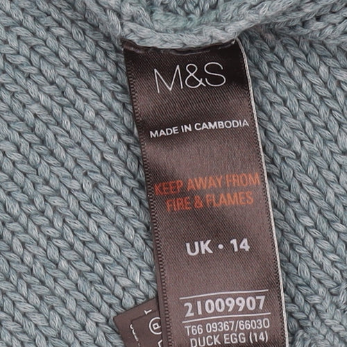 Marks and Spencer Women's Blue Cable-Knit Jumper